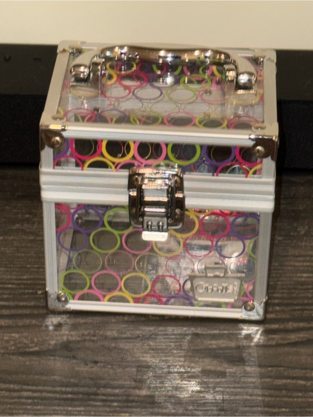 Caboodles Clear Multicolor Circle Print Jewelry Box w/ Handle & Latch Closure